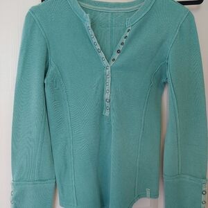 Free People Aqua Long Sleeve Top